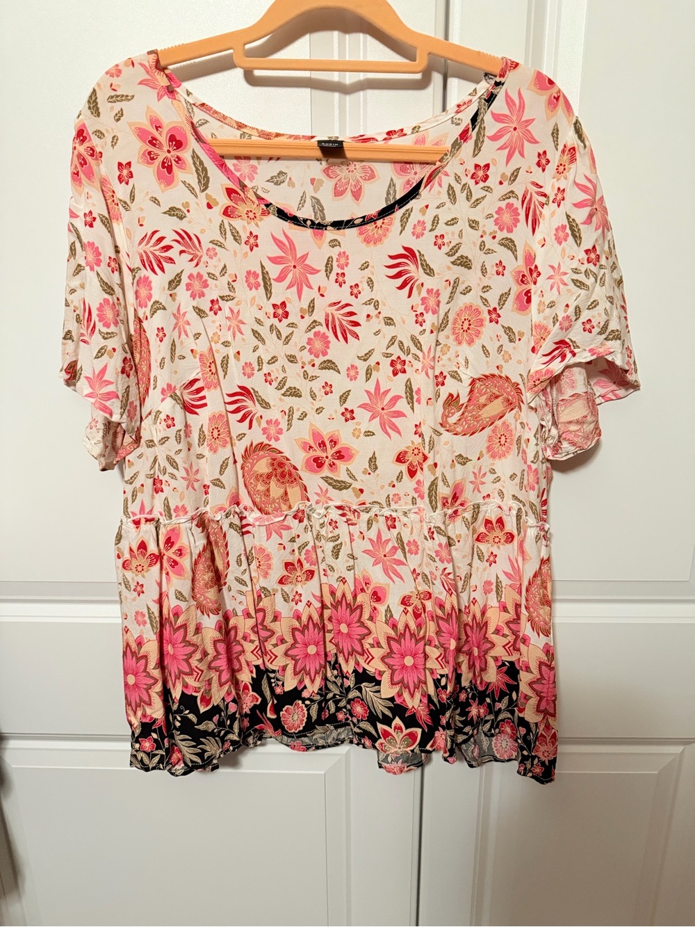 Floral Pink Tiered Women's Top